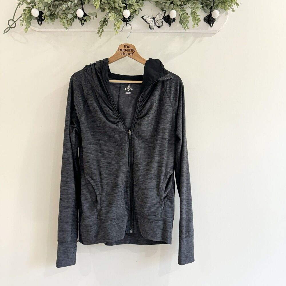 Prana Champion Athletic Full Zip Hoodie Charcoal Medium MM